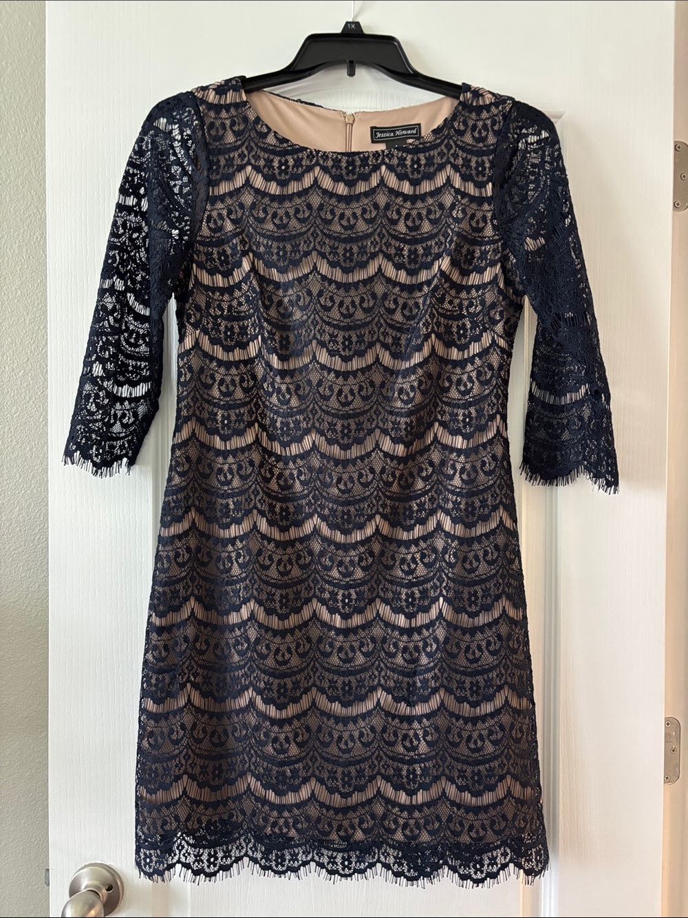 Jessica Howard Navy Lace Dress with Nude Lining